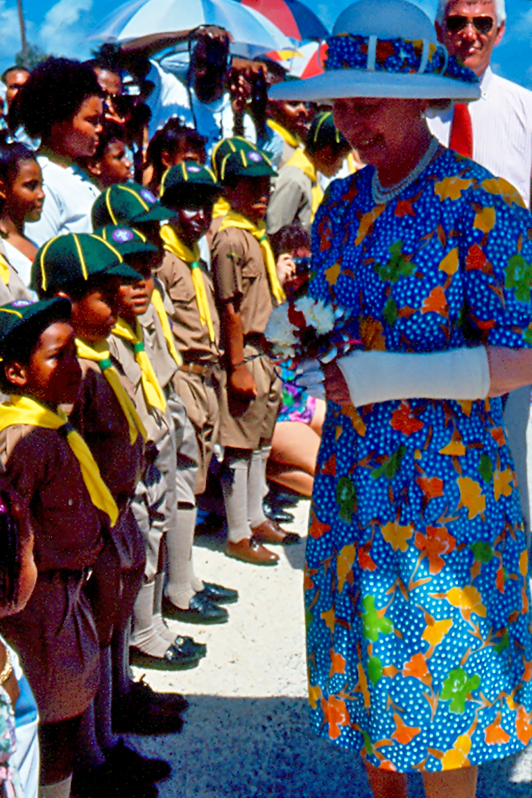 The Queen was greeted by residents including schoolchildren